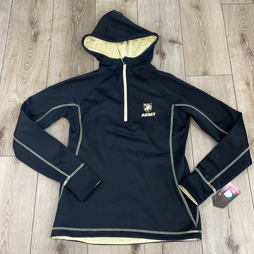 New Womens Army 1/2 zip Hoodie Sweatshirt Black Size medium med